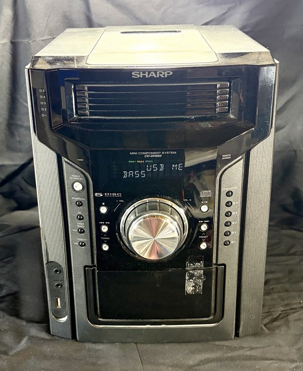 SHARP CD-DH950P Mini Stereo System USB 5 Disc Cassette iPod Aux MP3 Tested Works